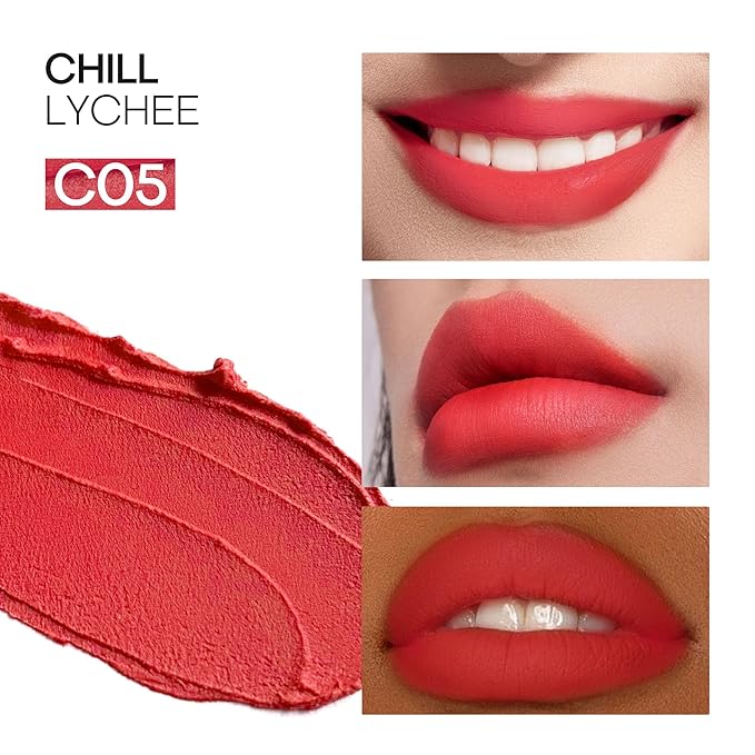 Mistine Lipstick Thai Latte Sheer Creamy Rouge Velevt Matte Finish Lipstick for Women Non-sticky C06 Chill Lychee 3.5g 1 Count