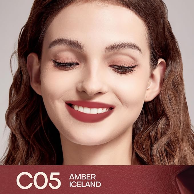 Mistine Lipstick Thai Latte Sheer Creamy Rouge Velevt Matte Finish Lipstick for Women Non-sticky C05 Amber Iceland 0.12 fl oz 1 Count