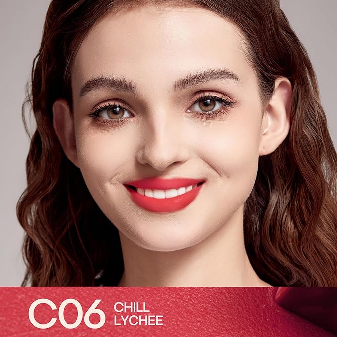 Mistine Lipstick Thai Latte Sheer Creamy Rouge Velevt Matte Finish Lipstick for Women Non-sticky C06 Chill Lychee 3.5g 1 Count