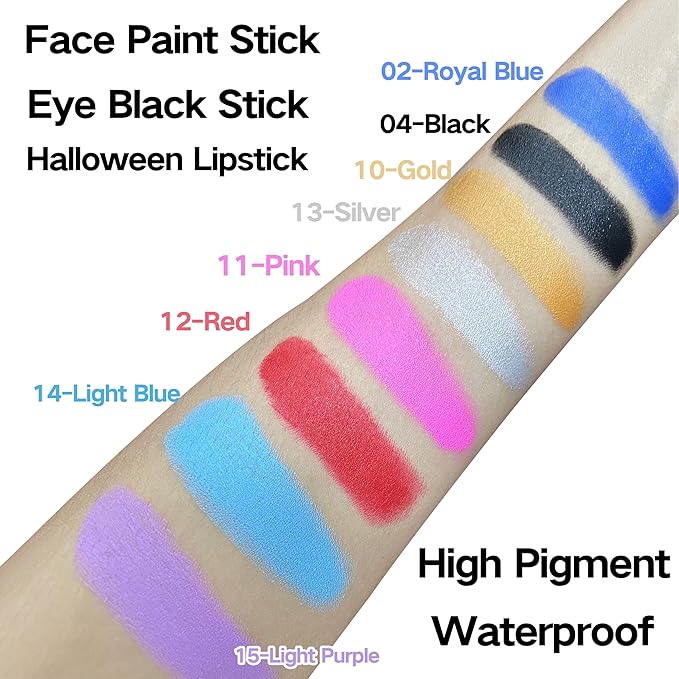 MEICOLY 3Pcs Pink Face Body Paint Stick for Halloween SFX Cosplay Makeup,Pink Accessories for Spirit Week,Eye Black Stick,Sweat Proof Waterproof Eye Black Baseball Softball Football Lacrosse