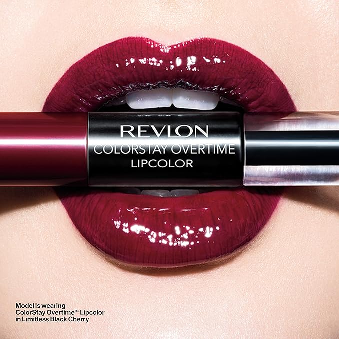 Revlon Liquid Lipstick with Clear Lip Gloss, ColorStay Overtime Lipcolor, Dual Ended with Vitamin E, 480 Unending Red, 0.07 Fl Oz