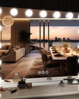 ROLOVE 32"x24" Hollywood Vanity Mirror with Lights, 18 Dimmable LED Bulbs, 3 Color Modes, 10X Magnification, USB Charging Port, Tabletop or Wall-Mounted