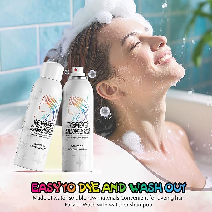 Temporary Hair Color Spray for Adults - Instant Orange Hair Dye Alternative, Washable & Non-Sticky, Gentle Formula for Halloween, Cosplay, Party, Costume Makeup (150ml)