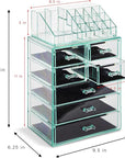 Sorbus Acrylic Makeup Organizer Set, 7-Drawer Vanity & Countertop Cosmetic Storage with Small & Wide Compartments, Teal Thrill Makeup Storage for Brushes, Jewelry – Holiday Gift for Women & Teens