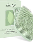 Sndyi Silicone Body Scrubber, Gentle Exfoliating Body Scrubber for Sensitive Skin, Leaf Shaped Shower Scrubber for Body with Lathering Bristles, Silicone Loofah Body Brush for Showering, Green
