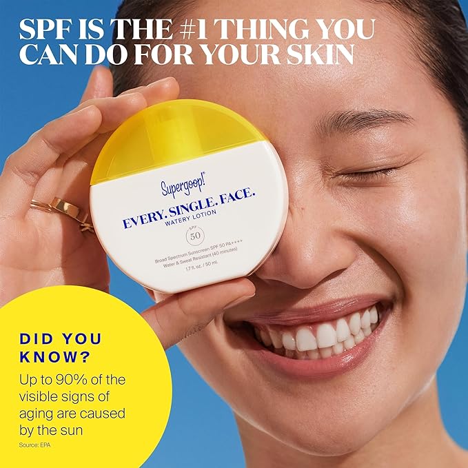 Supergoop! Every. Single. Face. Watery Lotion - 1.7 fl oz - Pack of 2 - Broad Spectrum SPF 50 PA++++ Sunscreen Lotion - Water & Sweat Resistant - All Skin Types