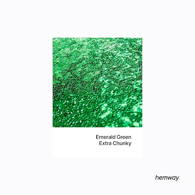 Hemway Eco Friendly Biodegradable Glitter 100g / 3.5oz Bio Cosmetic Safe Sparkle Vegan for Face, Eyeshadow, Body, Hair, Nail and Festival Makeup - Extra Chunky (1/24" 0.040" 1mm) - Emerald Green