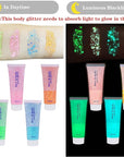 MEICOLY Neon Orange Body Glitter Gel,UV Blacklight Chunky Face Glitter Gel,Glow in The Dark Glitter Paint,Singer Concert Music Festival Party Rave Accessories,Halloween Glitter Makeup for Women,50ml