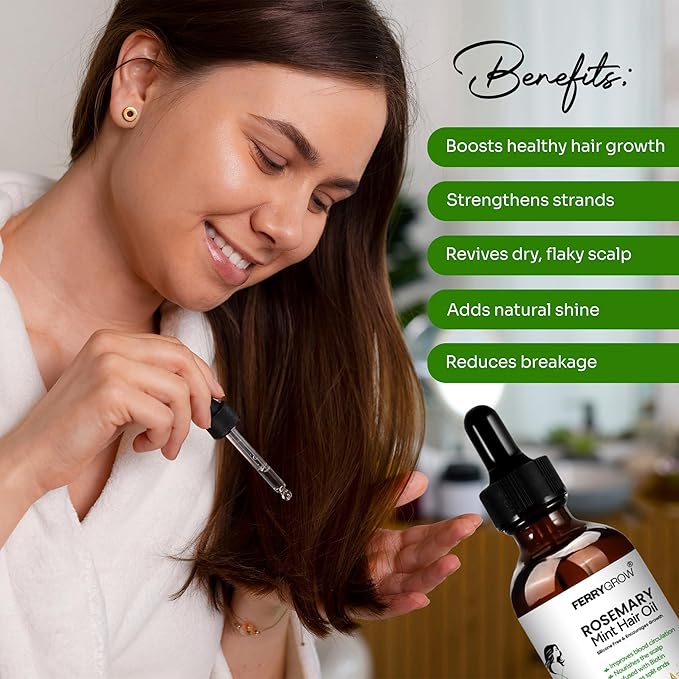 Rosemary Mint Hair Oil 60 ml| Hair Growth Oil with Biotin for Thicker, Stronger Hairs | Scalp Treatment & Rosemary Hair Growth 0il