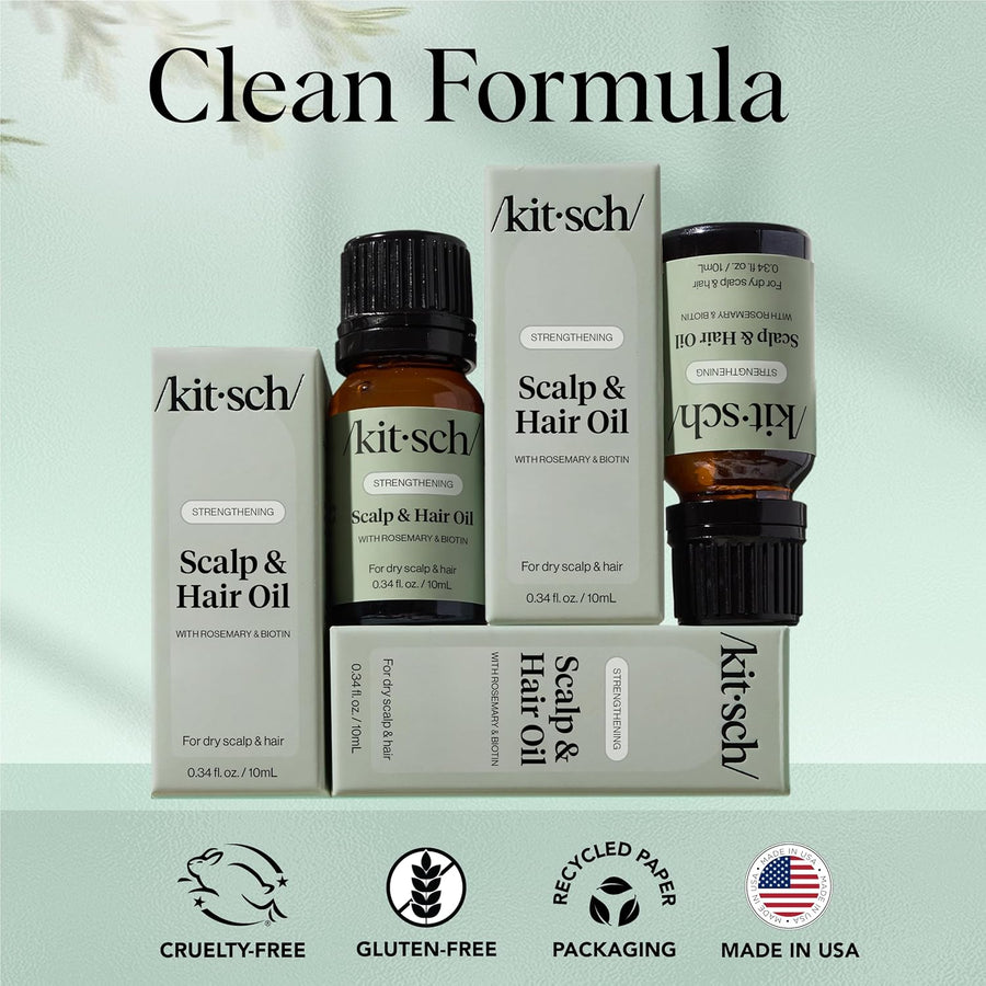 Kitsch Rosemary Oil for Hair Growth – Hair Oil with Biotin, Castor & Jojoba – Pre-Wash Scalp Oil for Hair Care – Lavender Scent – 10mL