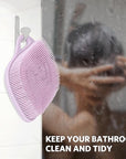 Sndyi Silicone Body Scrubber, Gentle Exfoliating Body Scrubber for Sensitive Skin, Leaf Shaped Shower Scrubber for Body with Lathering Bristles, Silicone Loofah Body Brush for Showering, Purple