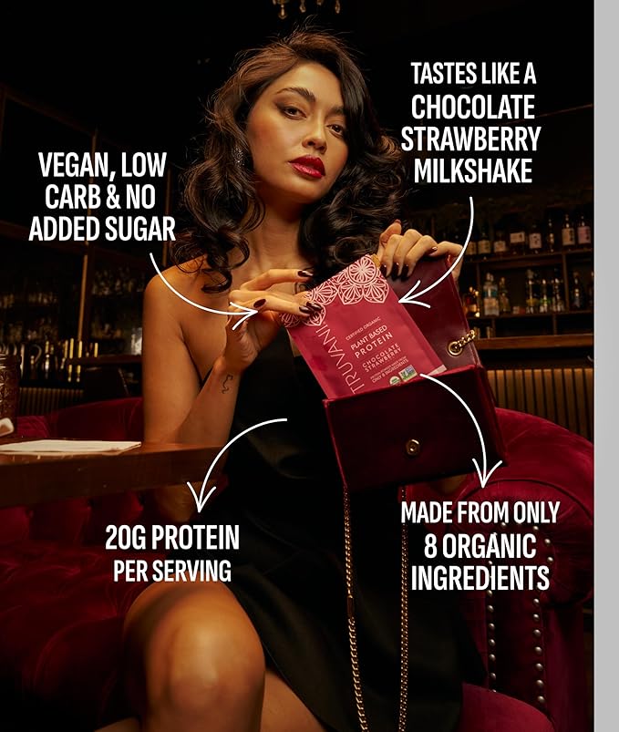 Truvani Vegan Pea Protein Powder | Chocolate Strawberry | 20g Organic Plant Based Protein | 20 Servings | Keto | Gluten & Dairy Free | Low Carb | No Added Sugar