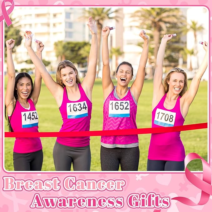 25 Pack Breast Cancer Awareness Accessories Gifts Bulk Lip Balms Favors Pink Ribbon Lip Balms Favors Breast Cancer Awareness Month Support Party Items Decorations for Women Men Survivors