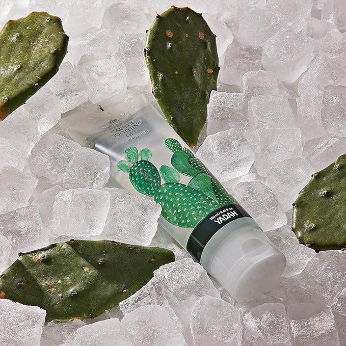 YADAH Cactus Soothing Gel (8.45fl oz) - Sunburn Relief, Calm, Cool & Soothe Irritated Skin, Face Redness. Korean Skin Care. 95% Cactus Extract, Vegan.