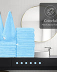 Cosy Family 24 Pack Soft Washcloths Set - 12 x 12 inches, Quick Drying - Highly Absorbent Coral Velvet Fingertip Towel Bathroom Wash Clothes for Bath, Spa, Facial, Kitchen - Aquamarine
