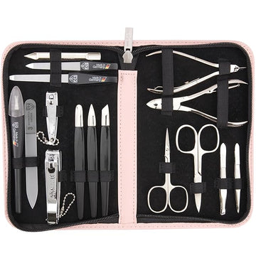 3 Swords Germany - brand quality 16 piece manicure pedicure grooming kit set fashion leather case light pink, Made in Germany