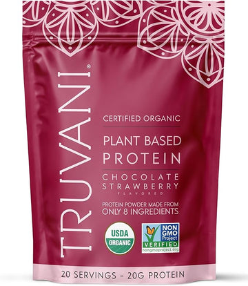 Truvani Vegan Pea Protein Powder | Chocolate Strawberry | 20g Organic Plant Based Protein | 20 Servings | Keto | Gluten & Dairy Free | Low Carb | No Added Sugar