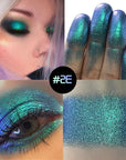 DE'LANCI Duo Chrome Green Eyeshadow Single, Multichrome Green Glitter Eye Shadow Intense Pigmented, Metallic Emerald Shimmer Blue Peacock Teal Eyeshadow for Festival Everyday Eyes Makeup, Long-Lasting