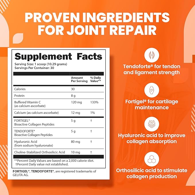 SaltWrap Collagen Synthesis - Collagen Peptides for Joints with Fortigel, Tendoforte, Best Collagen Powder for Tendons, Ligaments, and Cartilage Recovery and Repair, NSF Certified for Sport