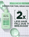 Garnier Fructis Hair Filler Fullness Repair Shampoo, Volumizing Shampoo with Polypeptides and Hair Repair Complex for Thin, Weak Split Ends, 10.1 Fl Oz