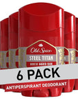 Old Spice Antiperspirant Deodorant for Men, 24/7 Sweat & Odor Protection, 24/7 Lasting Freshness, Invisible Solid, Steel Titan with Aged Oak Scent, 2.6 oz (Pack of 6)