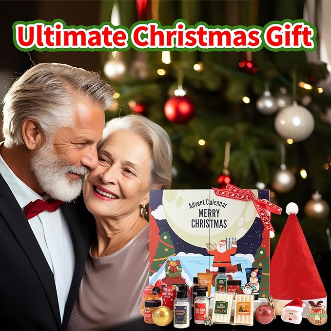 Advent Calendar 2025 Adult, Holiday Gift Baskets for Women with Hand Cream, Epsom Salt, Candle, Necklace, Brooch, Ear Clips, Skincare Beauty Advent Calendar, Happy New Year Countdown Calendar Gift Set