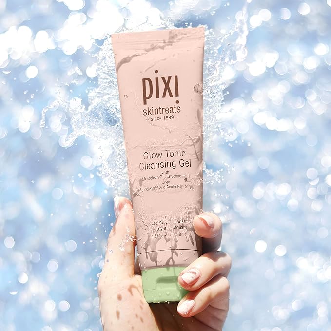 Pixi Beauty Glow Tonic Cleansing Gel 135ml | Glycolic Acid Facial Cleanser | Purify and Brighten Complexion | Ginseng Improves Circulation | 4.57 Fl Oz