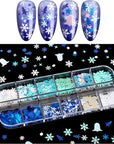 Christmas Nail Art Glitters Sequins, 36 Grids 3D Holographic Snowflake Nail Art Flakes Decals & Polymer Clay Slices, Winter Xmas Nails Design Decorations for Women DIY Manicure Christmas Party Decor