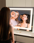FENNIO Vanity Mirror with Lights 22''x18'' Makeup Mirror with Lights,Lighted Makeup Mirror with 10X Magnification and USB，Smart Touch Screen with 3-Color Lighting,Dimmable（Square White）