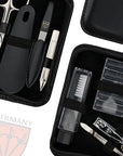 3 Swords Germany - brand quality 12 piece manicure pedicure grooming kit set for professional finger & toe nail care tweezers file clipper fashion leather case in gift box, Made by 3 Swords (33514)