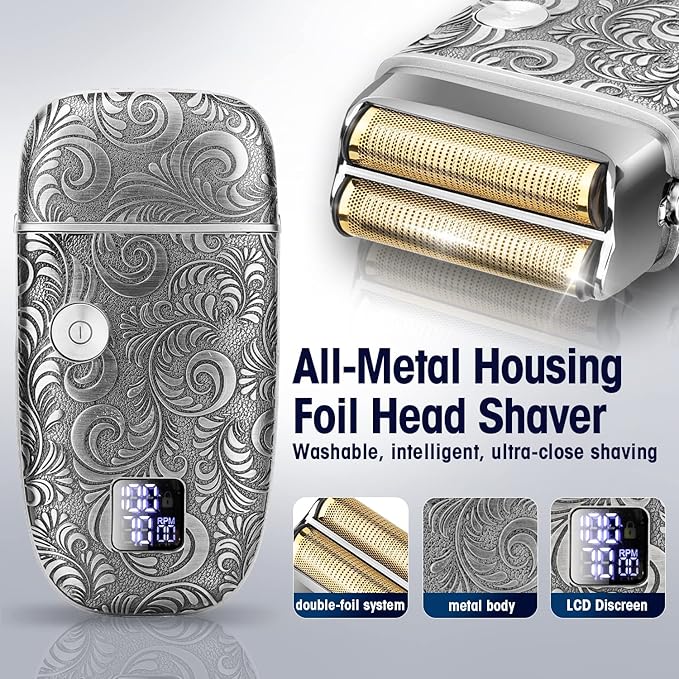 Suttik Foil Shavers for Men Electric Razor, Clippers and Trimmer for Men with LED Display, Waterproof