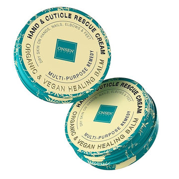 Onsen Hand & Cuticle Rescue Cream | Organic Nail Strengthener & Balm | Dry, Cracked Hands, Elbows & Feet | Shea Butter, Tsubaki & Jojoba Oil | Nail Repair & Growth, Vegan - 2 Pack (0.88 oz)