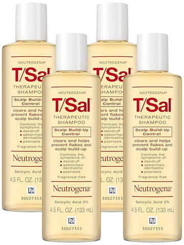 Neutrogena T/Sal Therapeutic Shampoo for Scalp Build-Up Control with Salicylic Acid, Scalp Treatment for Dandruff, Scalp Psoriasis & Seborrheic Dermatitis Relief, 4.5 fl. oz (Pack of 4)