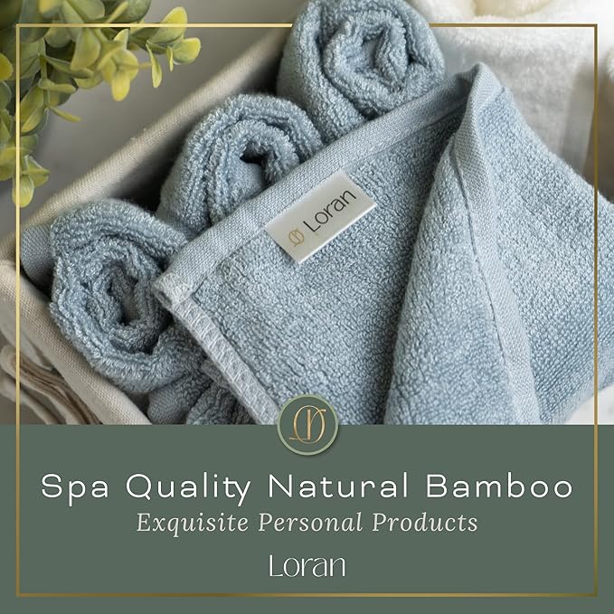 Sky Blue Washcloths Set of 6 Soft Facial Cloths 10” x 10” 100% Viscose Derived from Bamboo Spa-Like Feel Silky Face Cloth for Skin Cleansing