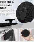 INNERNEED Food-Grade Silicone Body Scrubber Gentle Cleansing Brush with Exfoliating Net Sponge Bath Scrubbing Washcloth Case, More Hygienic and Well Lather (Black Set)