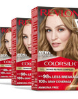 Revlon ColorSilk with Bond Repair Complex, Blonde Permanent Hair Color, 100% Gray Coverage, Ammonia Free Hair Dye, Vegan Keratin, 61 Dark Blonde (Pack of 3)