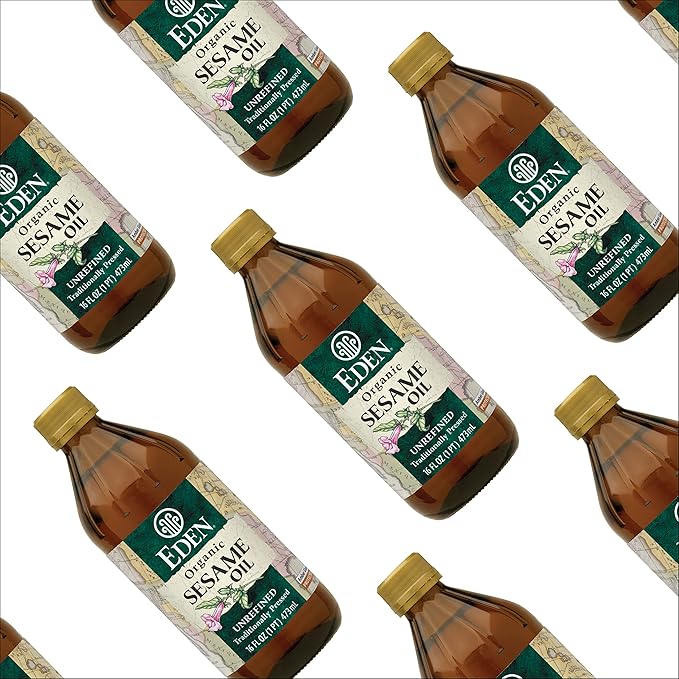 Eden Organic Sesame Oil, Unrefined, Extra Virgin, Traditionally Pressed, 16 fl oz Glass Bottle