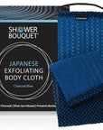 Japanese Exfoliating Washcloth for Back & Body - Charcoal & Silver Ion Exfoliating Towel with Handles - Two-Sided Gentle Exfoliation & Deep Cleansing Soft Body Wash Cloths for Shower - Blue