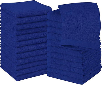 Utopia Towels 24 Pack Cotton Washcloths Set, 100% Ring Spun Cotton, Premium Quality Flannel Face Cloths, Highly Absorbent and Soft Feel Fingertip Towels, Royal Blue