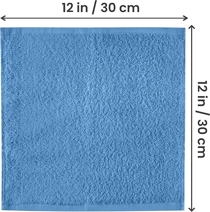 Utopia Towels 24 Pack Cotton Washcloths Set, 100% Ring Spun Cotton, Premium Quality Flannel Face Cloths, Highly Absorbent and Soft Feel Fingertip Towels, Electric Blue