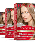Revlon ColorSilk with Bond Repair Complex, Blonde Permanent Hair Color, 100% Gray Coverage, Ammonia Free Hair Dye, Vegan Keratin, 70 Medium Ash Blonde (Pack of 3)