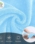 Cosy Family 24 Pack Soft Washcloths Set - 12 x 12 inches, Quick Drying - Highly Absorbent Coral Velvet Fingertip Towel Bathroom Wash Clothes for Bath, Spa, Facial, Kitchen - Aquamarine