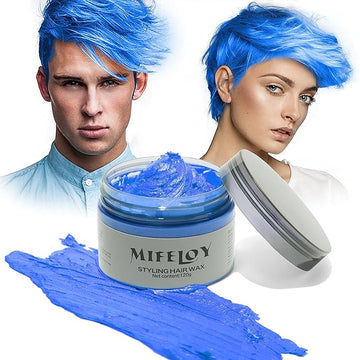 Temporary Blue Hair Color Wax 4.23 oz, Instant Natural Hairstyle Cream Dye, Washable Styling Pomades, Disposable Coloring Mud for Women Youth Men, Party Cosplay DIY Halloween