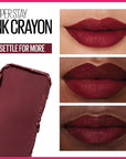 Maybelline Super Stay Ink Crayon Lipstick Makeup, Precision Tip Matte Lip Crayon with Built-in Sharpener, Longwear Up To 8Hrs, Settle For More, Berry Wine Purple, 1 Count