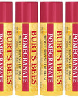Burt's Bees Lip Balm - Pomegranate, Lip Moisturizer With Responsibly Sourced Beeswax, Tint-Free, Natural Origin Conditioning Treatment, 4 Tubes, 0.15 oz.