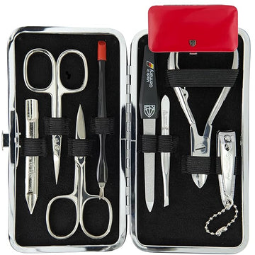 3 Swords Germany - brand quality 7 piece manicure pedicure grooming kit set for professional finger & toe nail care scissors clipper fashion leather case in gift box, Made by 3 Swords Germany (6288)