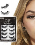 KISS Lash Couture Matte Black Faux Mink Eyelashes Multipack, Matte Twill, Black, Natural Looking, Cruelty-Free & Vegan, Holds Curl, Comfortable, Seamless, Knot-Free Band | 4 Pairs