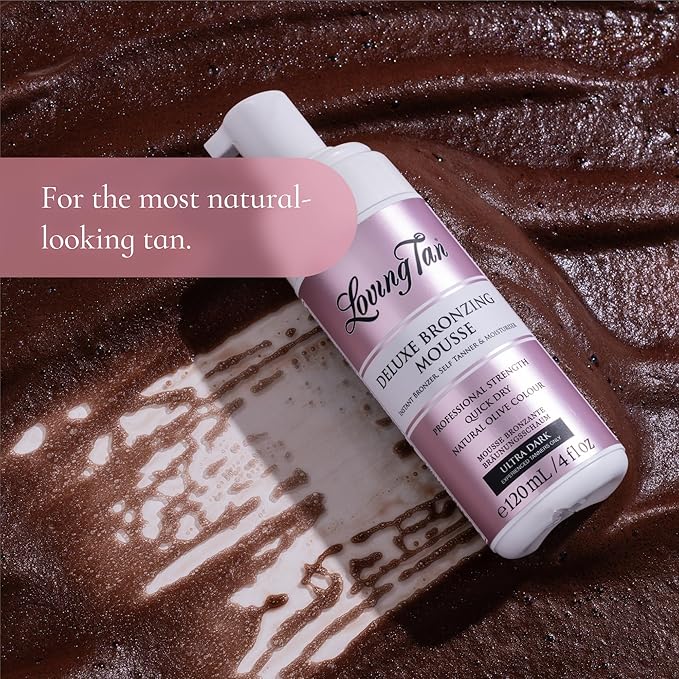 Loving Tan Deluxe Bronzing Mousse, Ultra Dark-Streak Free, Natural looking, Professional Strength Sunless Tanner- Up to 5 Self Tan Applications per Bottle, Cruelty Free, Naturally Derived DHA- 4 FL Oz