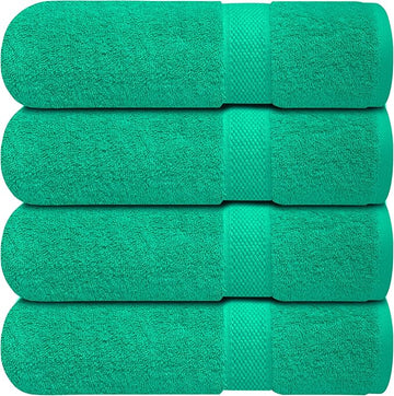 Infinitee Xclusives Luxury 100% Ring-Spun Cotton Bath Towels Set of 4 (27x54 inches) – Soft, Absorbent & Quick-Drying Towels for Bathroom, Gym, Spa & Hotel Use (Vivid Green, Bath Towels)