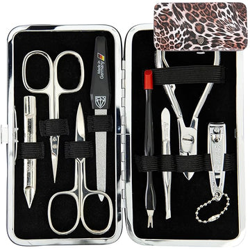 3 Swords Germany - brand quality 7 piece manicure pedicure grooming kit set for professional finger & toe nail care scissors clipper fashion leather case in gift box, Made by 3 Swords Germany (6318)